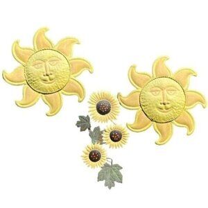 Weathered Metal Sun and Sunflower Home Garden Folk Art